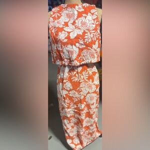Old Navy Orange and White Floral 2 Piece Set